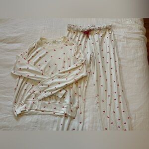 Z Supply Cream and Pink Heart Pajama Set